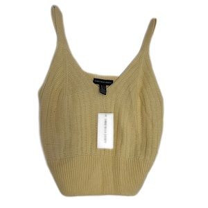 Yellow Knit Crop Tank Top